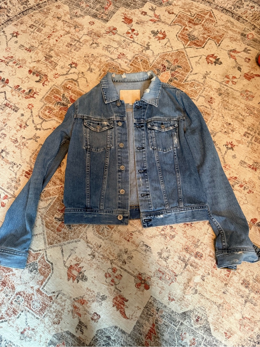 Ag Adriano Goldschmied Medium Blue Distressed Denim Jacket - Women